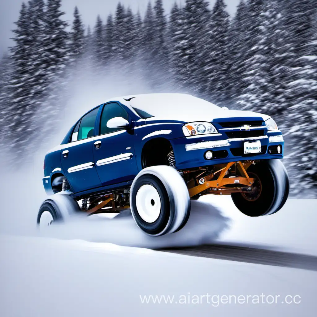 Chevrolet-Lanos-Adventure-in-Mountain-Snow-with-Oversized-Wheels