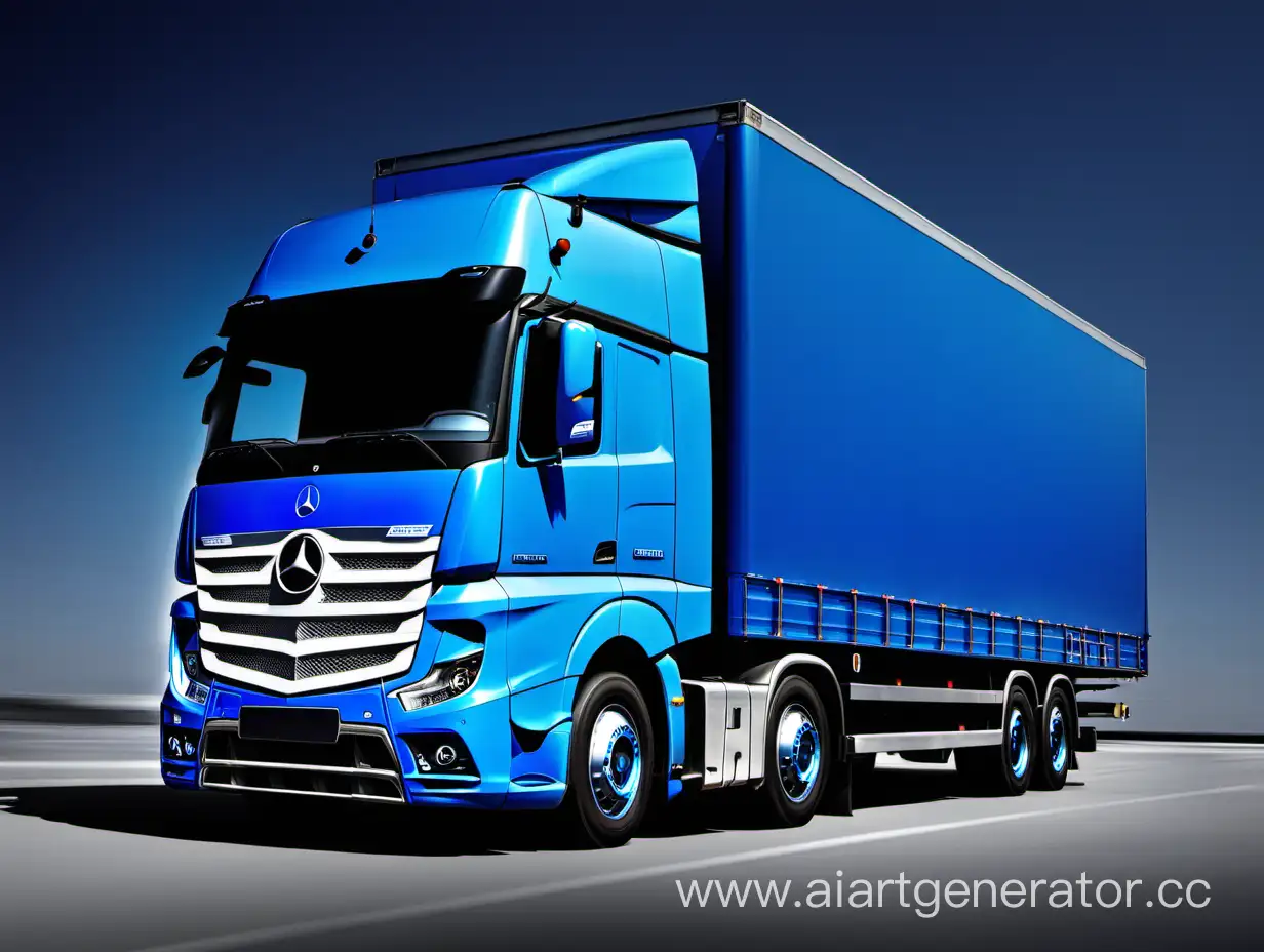 Mercedes truck with a blue cabin