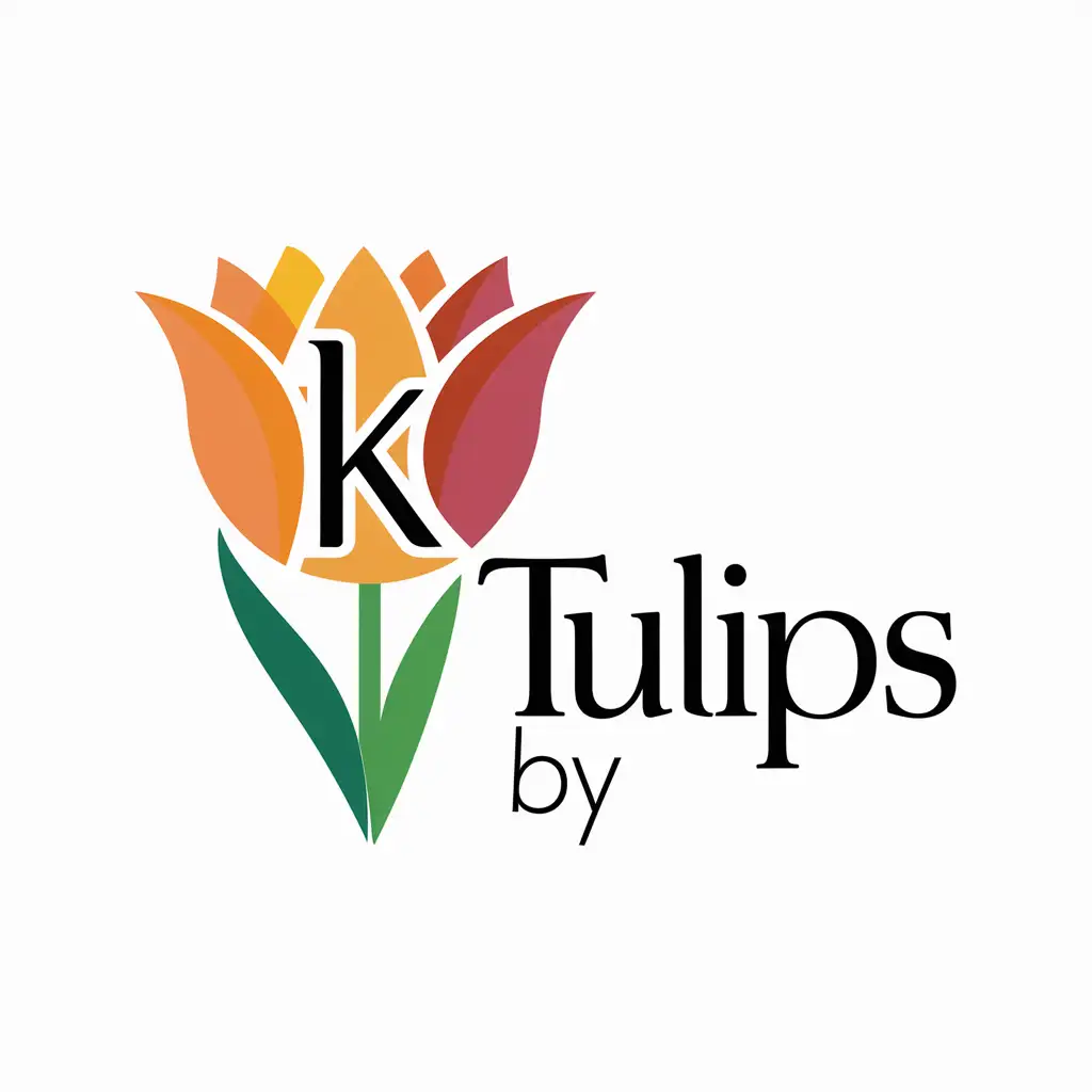 I want a logo which has "Tulip flower in it. The brand name is "Tulips by KK". Please design a logo as mentioned
 