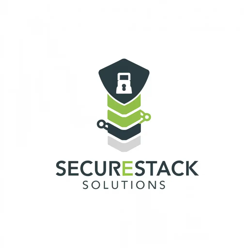 a logo design,with the text 'SecureStack Solutions', main symbol:technology stack with a lock or shield,Moderate, be used in Technology industry, clear background