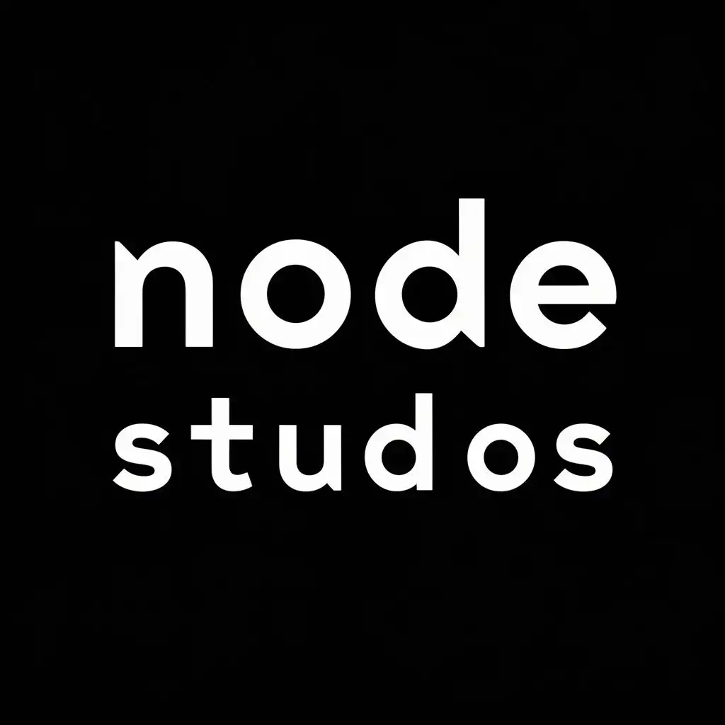 logo, node or point or circular fonts, with the text "node studios", typography