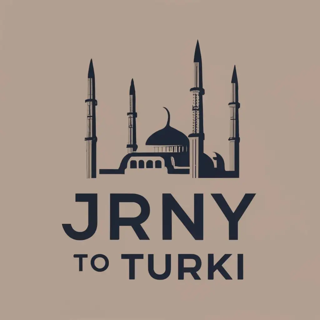 logo, Mosque with the text "JRNY TO TURKI", typography, be used in Travel industry