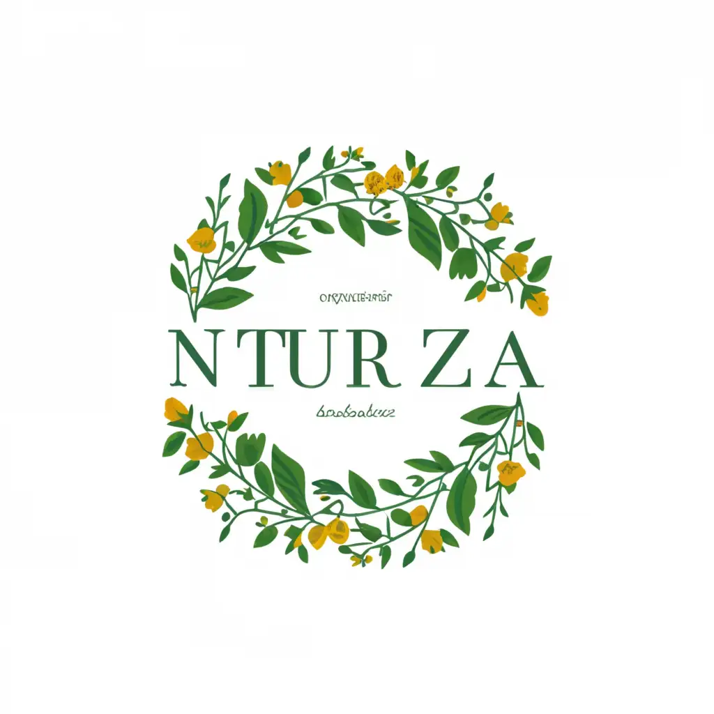 a logo design,with the text "N A T U R E Z A", main symbol:slim circular frame with overgrown plants, colorful ,,complex,be used in Real Estate industry,clear background