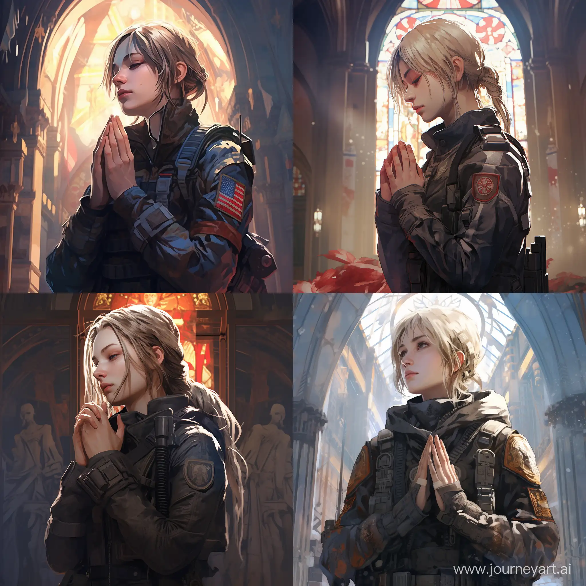 Russian-Soldier-Girl-in-Prayer-Soulful-Anime-Art