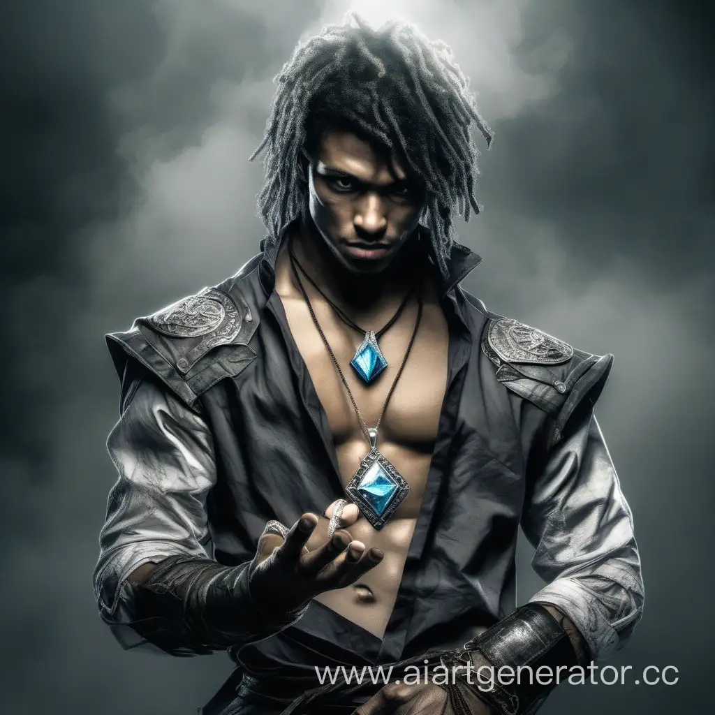 Young-Fantasy-Fighter-Unarmed-in-Tattered-Clothing-with-Elongated-Diamond-Pendant