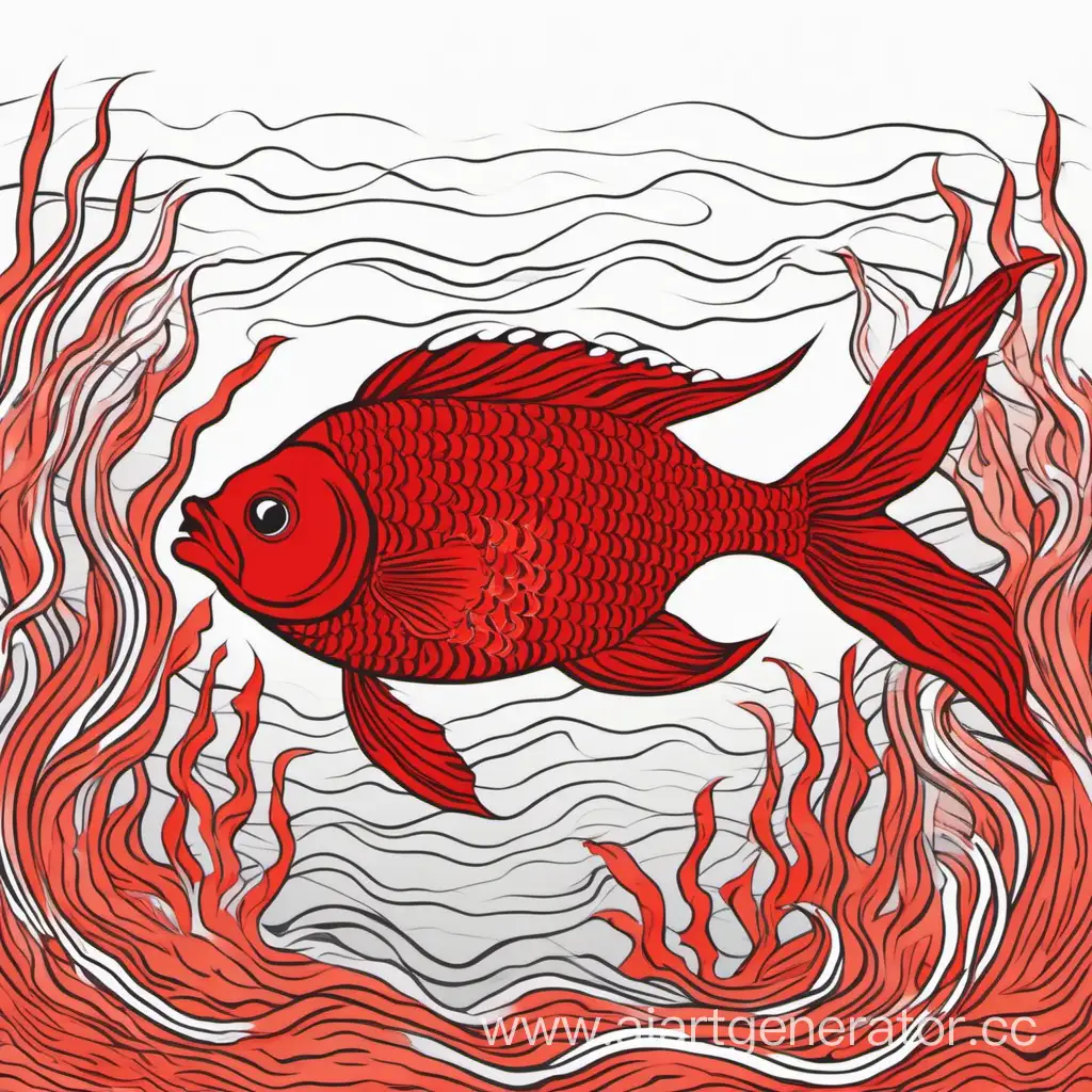 Фон из красных цветов в котором плавает рыба