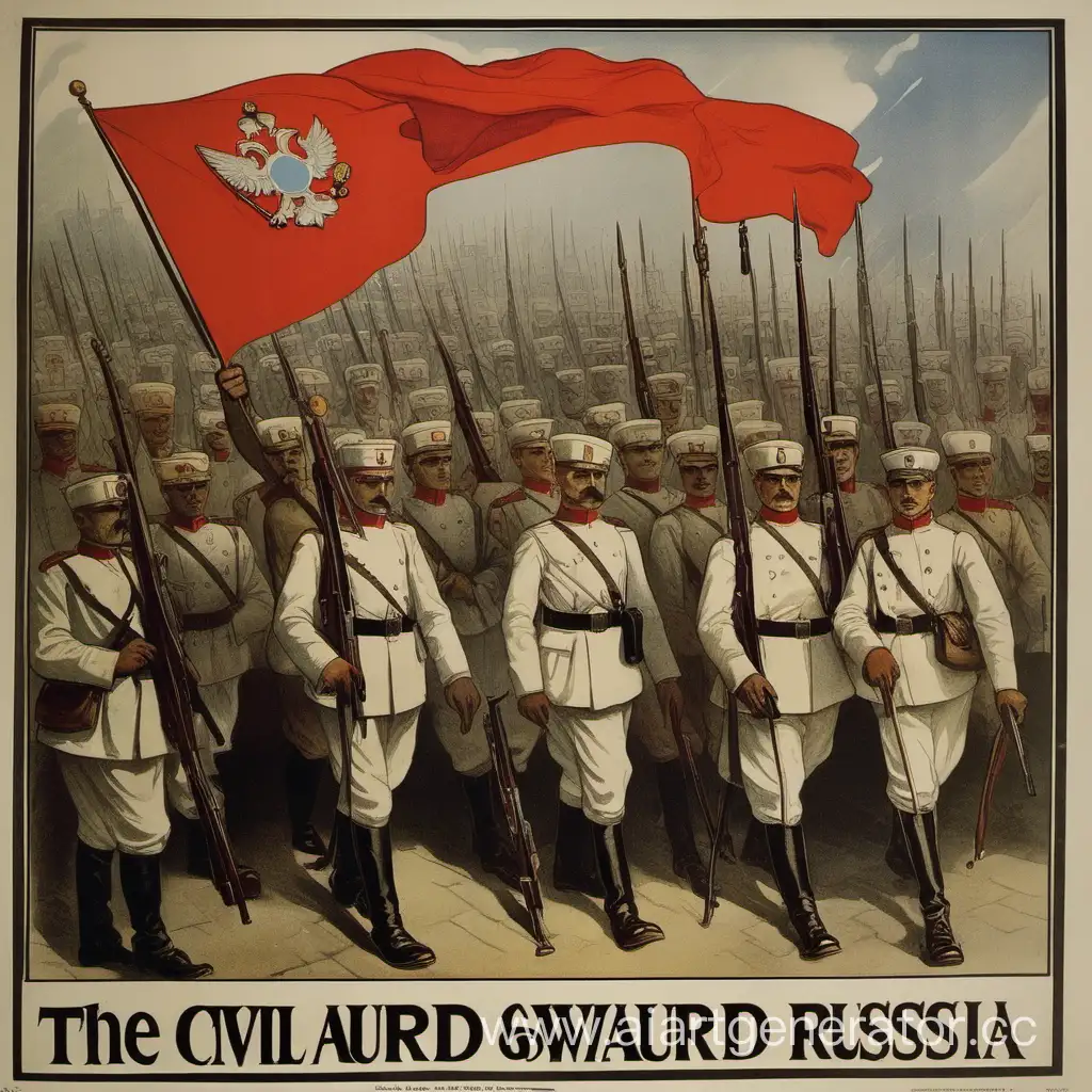 Плакат 1917г. посвященный гражданской войне В РОССИИ, где белая гвардия