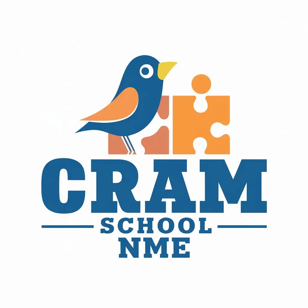 logo, Bird and puzzle, with the text "Cram school Nme", typography, be used in Education industry