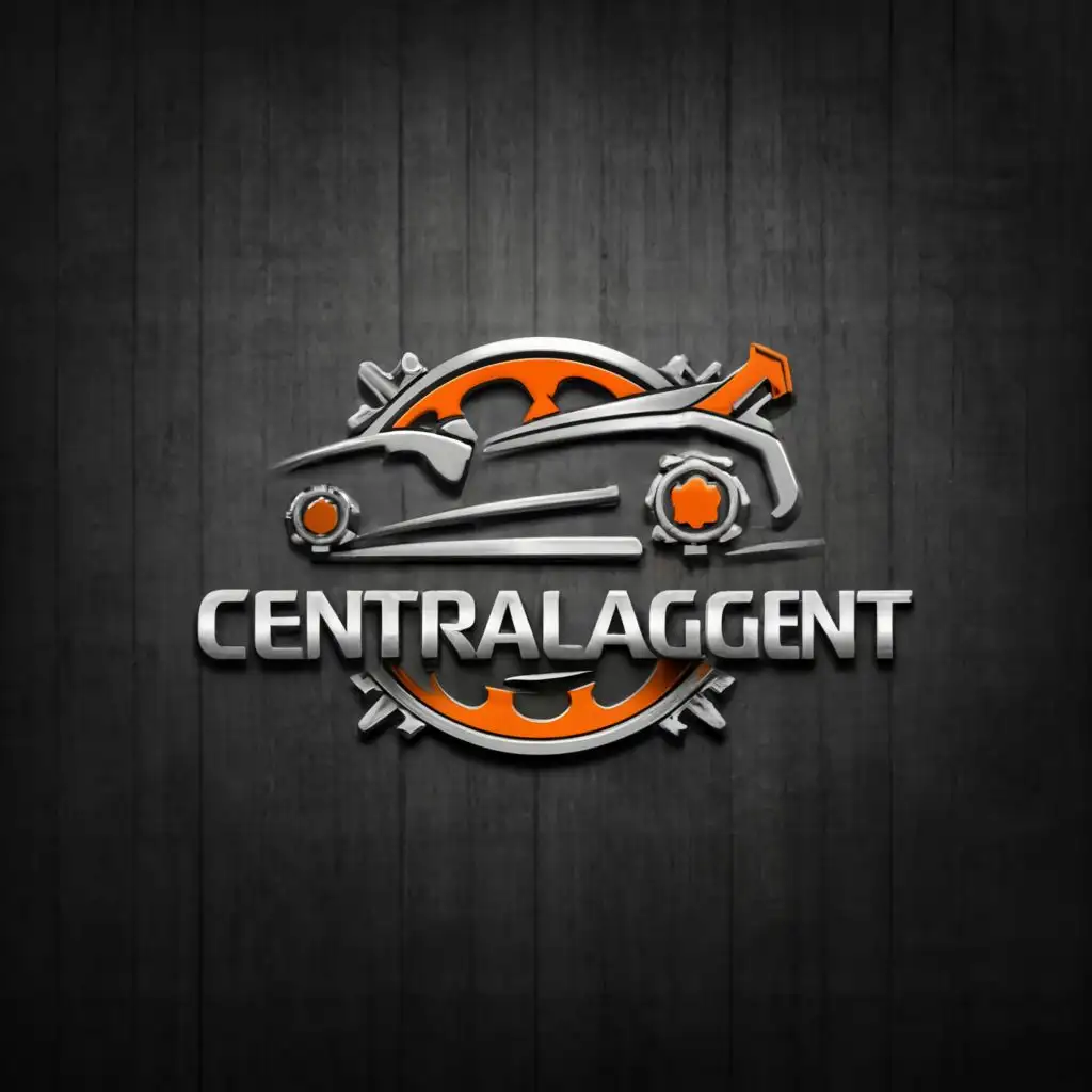 a logo design,with the text "CENTRAL AGENT", main symbol:a car and a spanner,complex,be used in Automotive industry,clear background