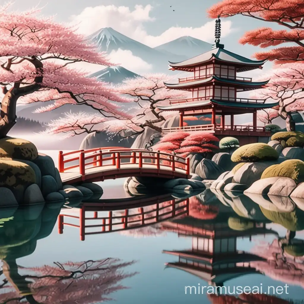 Tranquil Japanese Landscape Serene Aesthetic Scene for Relaxation
