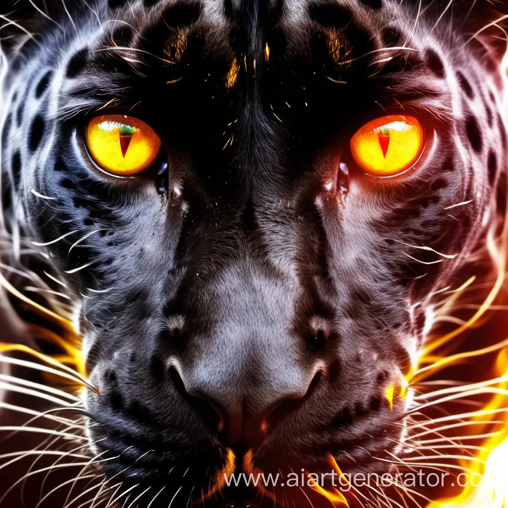 Пантера огонь желтые глаза