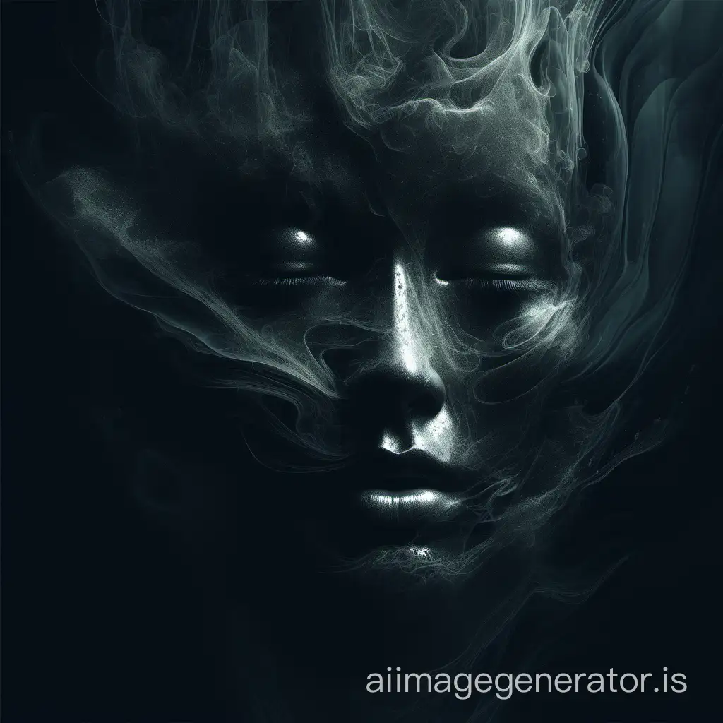 ETHEREAL ABSTRACT FACE DARK COLOR AND BACKGROUND