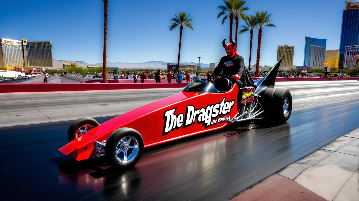 Spectacular Dragster Demon Roaring Down the Vibrant Las Vegas Strip