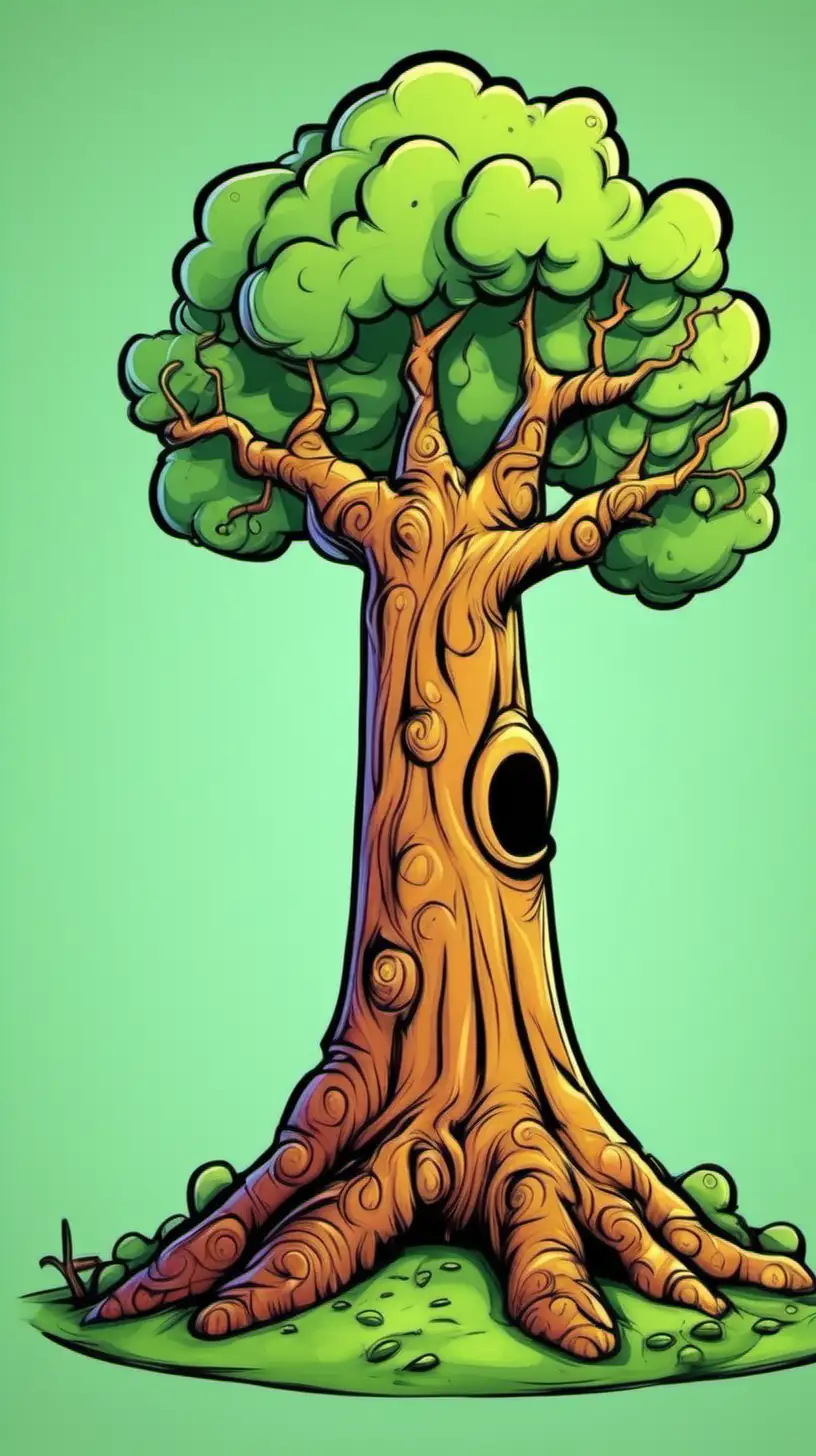 Cheerful Cartoon Tree with Vibrant Colors