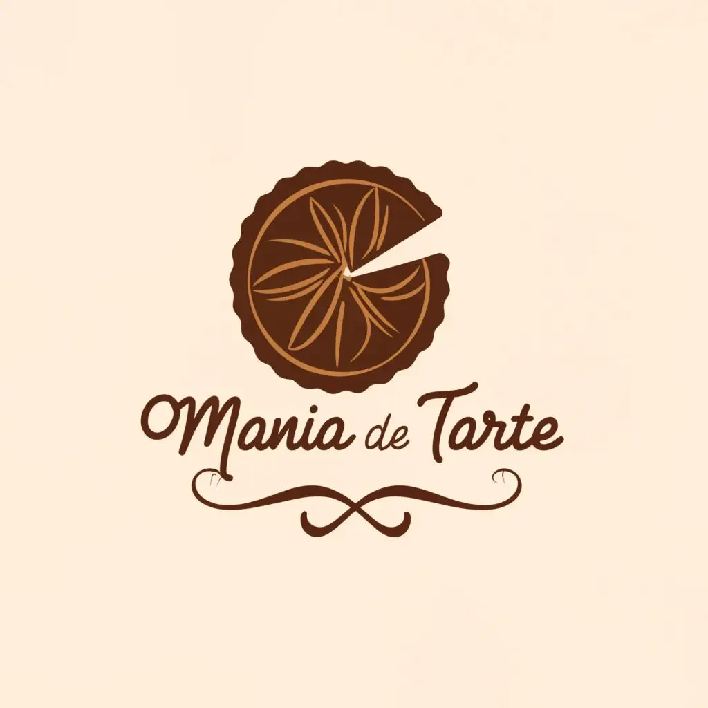 a logo design,with the text "Mania de Tarte", main symbol:Pie, chocolate,Minimalistic,be used in Restaurant industry,clear background