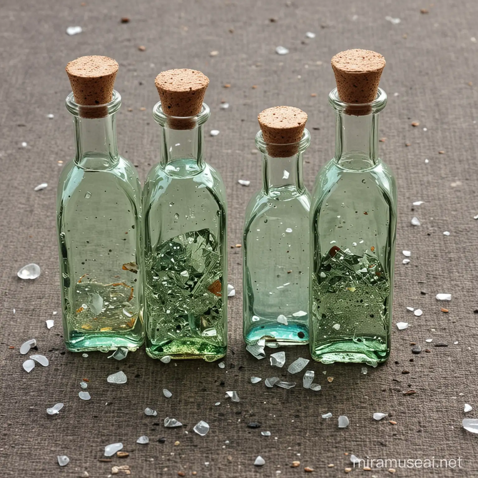 Shattered Glass Bottles on Abstract Surface