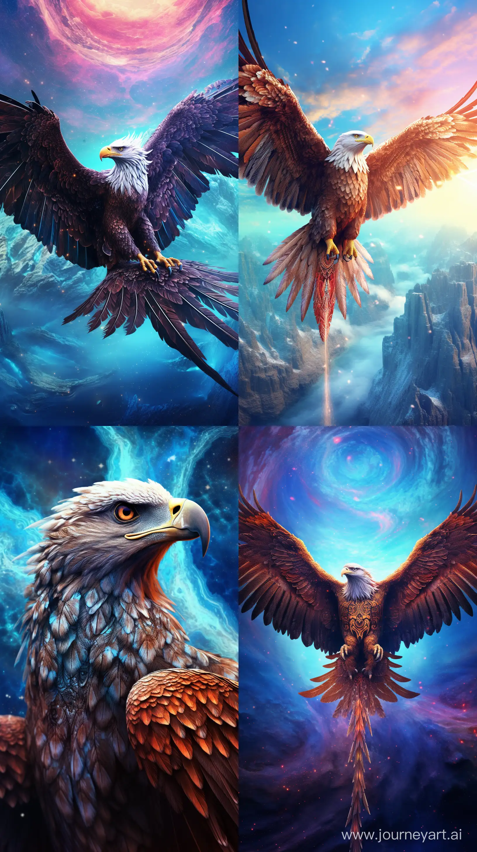 Majestic-Hindu-Mythical-Eagle-Intricately-Detailed-DualHeaded-Creature-Soaring-in-Celestial-Sky