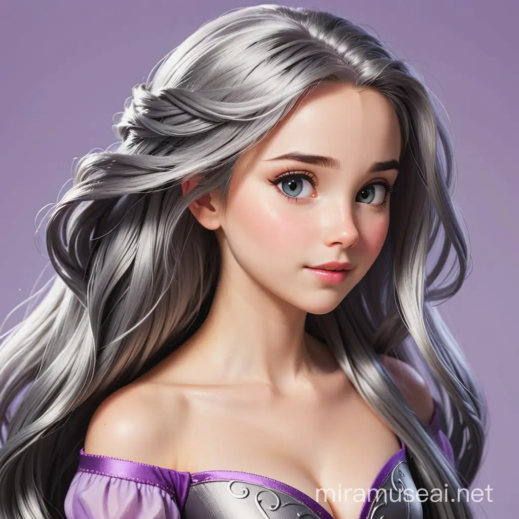 Fairytale Character Rapunzel with Dark Silver Hair