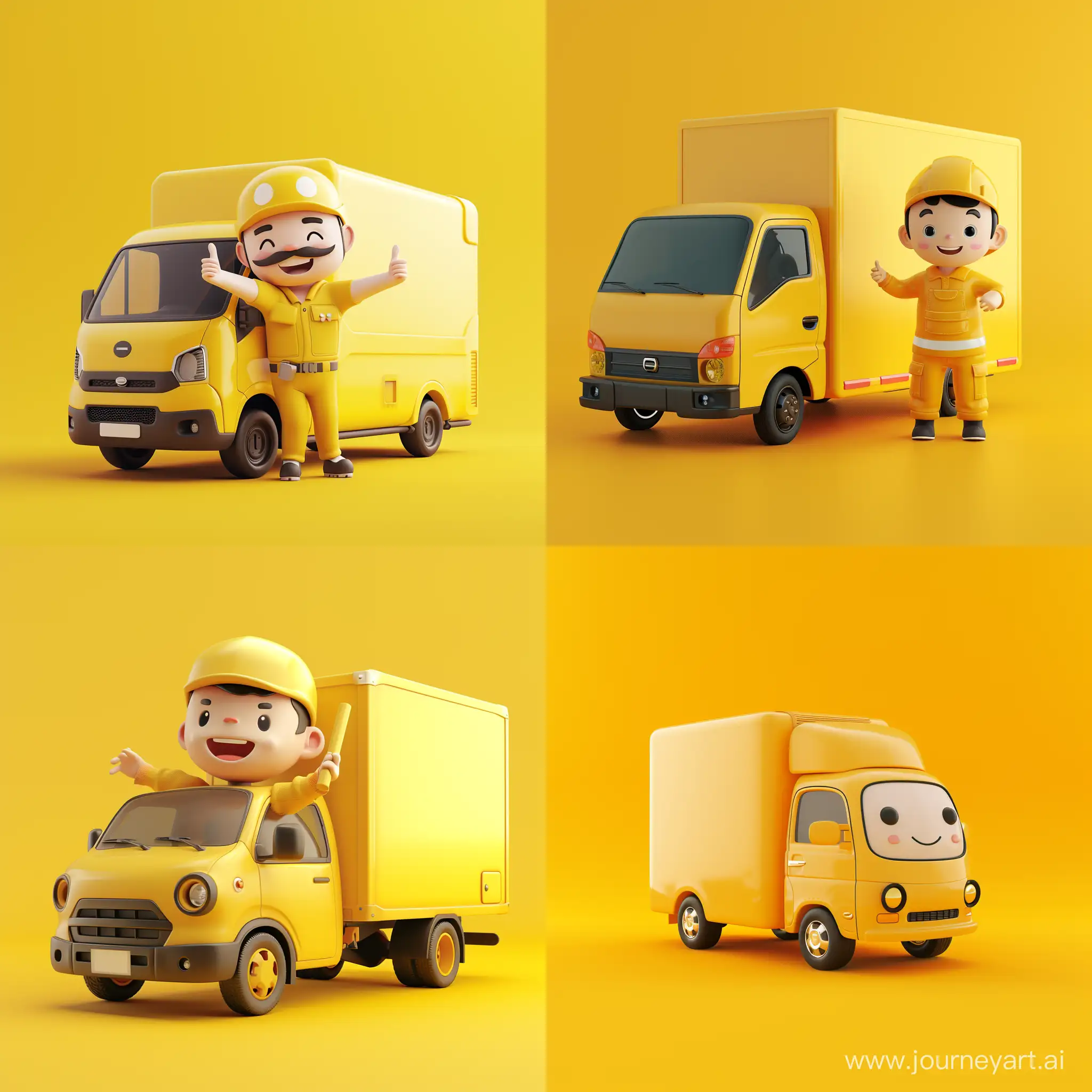 Yellow-Delivery-Truck-in-Spacious-3D-Environment