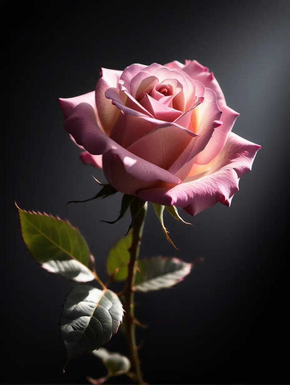 Elegant Pink Rose in Full Bloom with Graceful Shadow