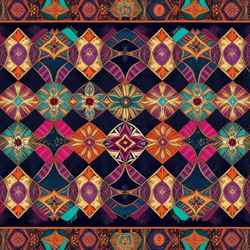 Vibrant Bohemian Patchwork Pattern in Rich Hues