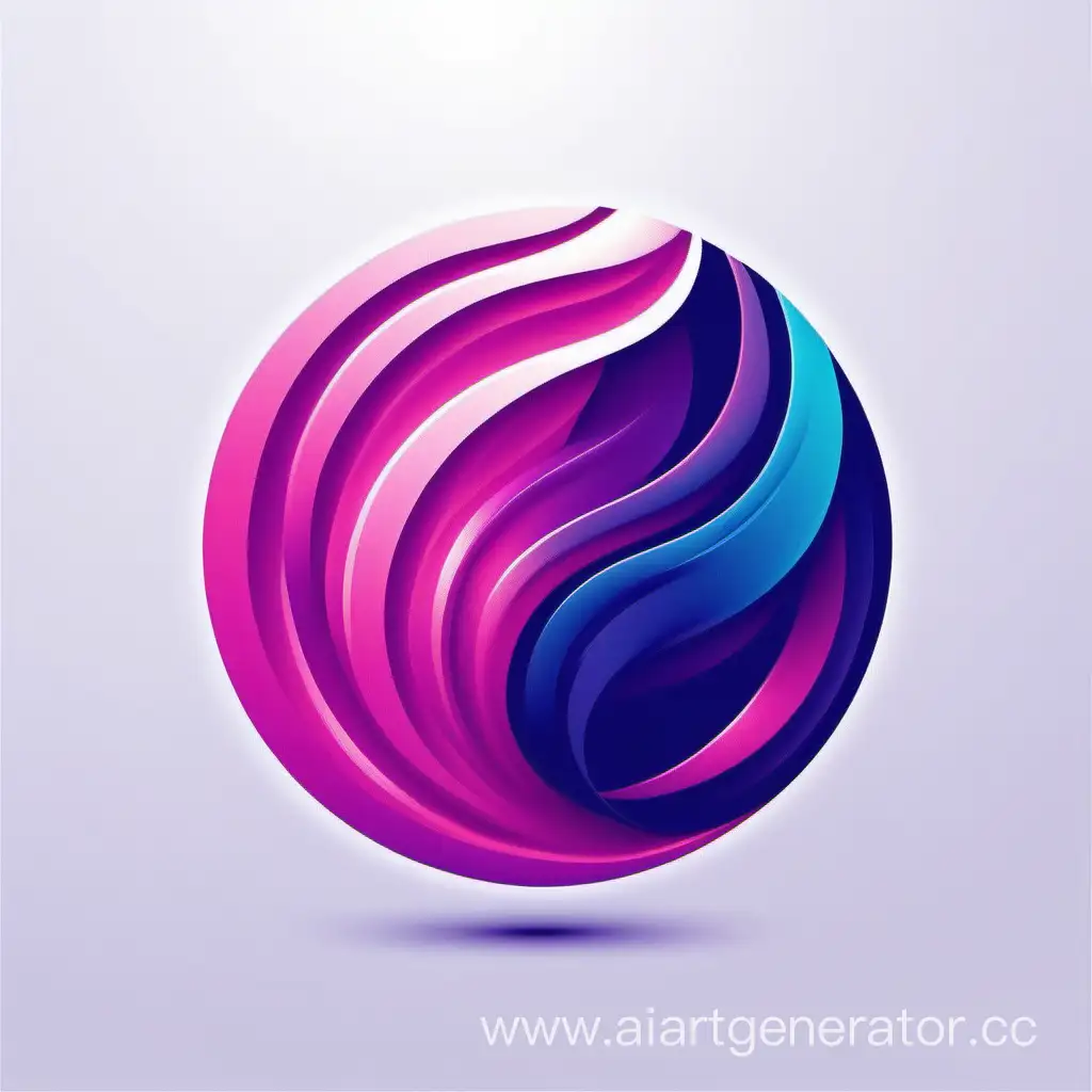 vector logo abstract forms in round, violet pink blue and deep blue, soft premium digital on white paper