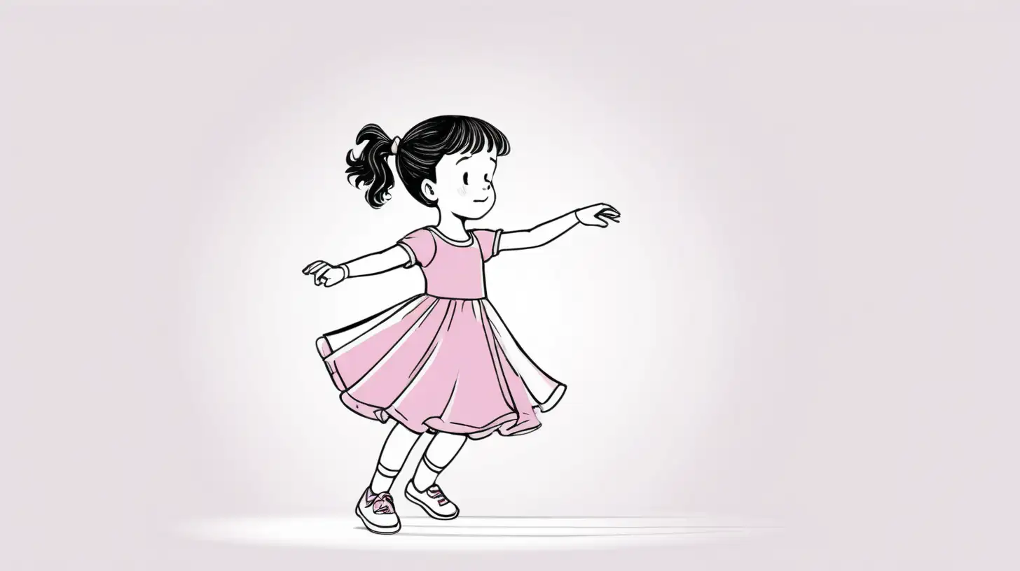 Graceful Black and White Girl Kid Dancing in Pink Dress