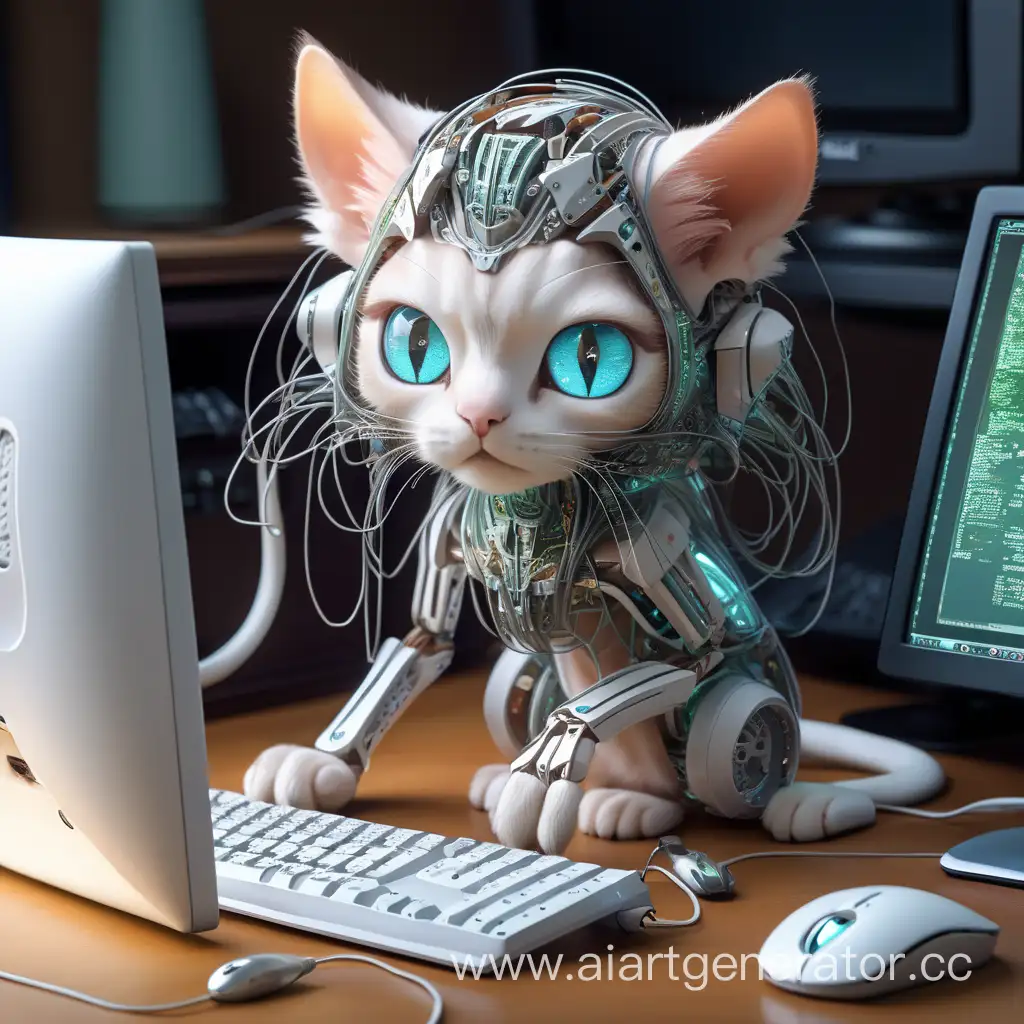 Элфийский милый котик похожий на человека разобрал компьютер