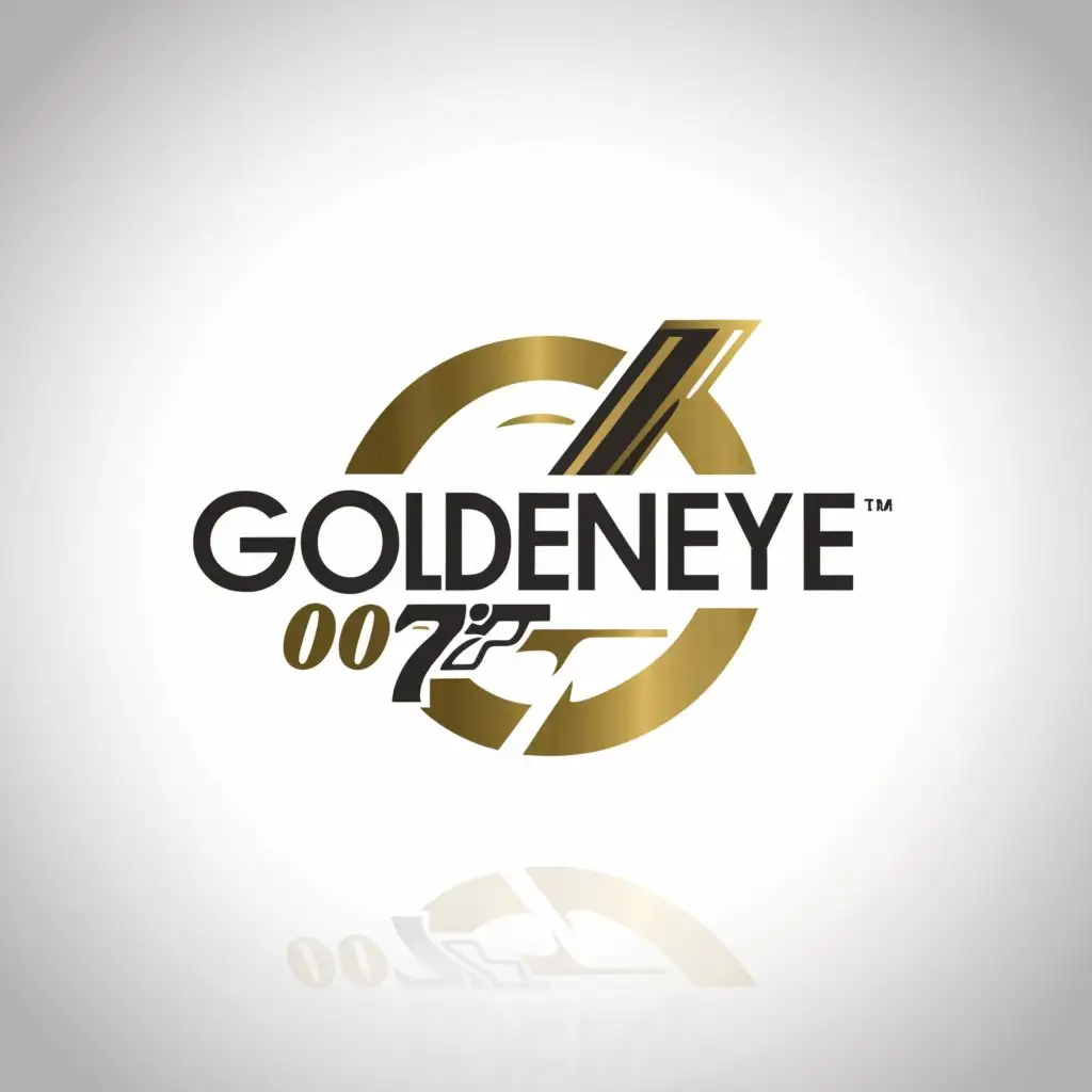 a logo design,with the text 'GOLDENEYE', main symbol:Or, 007, spy,Minimalistic,clear background
