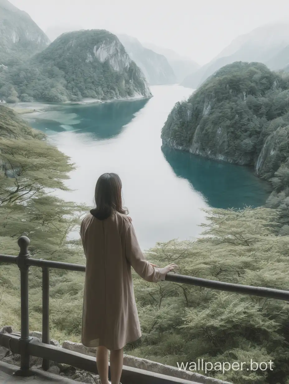 A woman is looking at the scenery