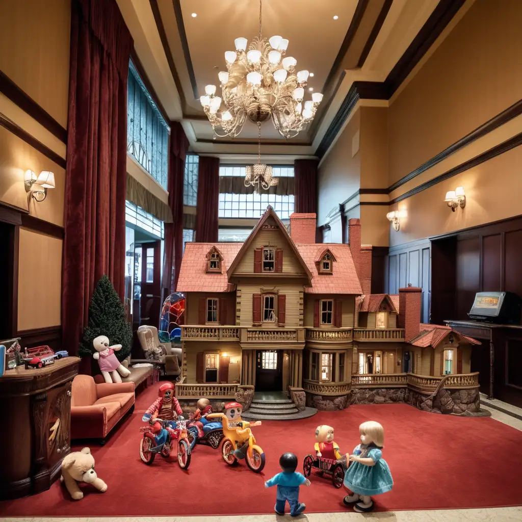 Miniature Haunted Mansion in Eerie Hotel Lobby