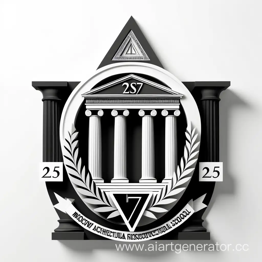 Monochrome-Jubilee-Emblem-of-Moscow-Architectural-School-with-Greek-Columns
