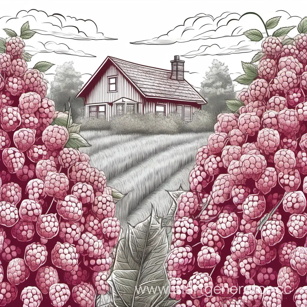 нарисуй фон домашний деревня натуральный куст малины для упаковки