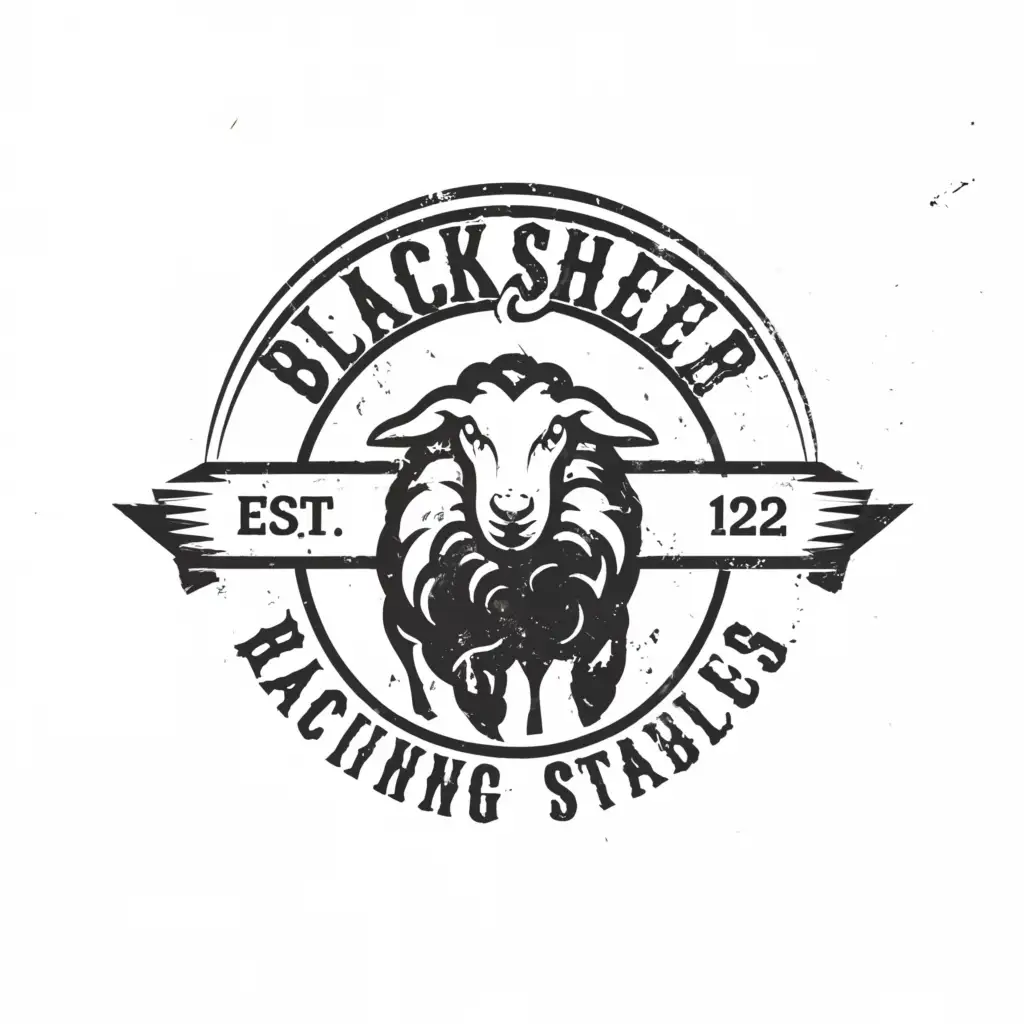 a logo design,with the text "BlackSheep Racing stables", main symbol:Sheep,Moderate,be used in Animals Pets industry,clear background