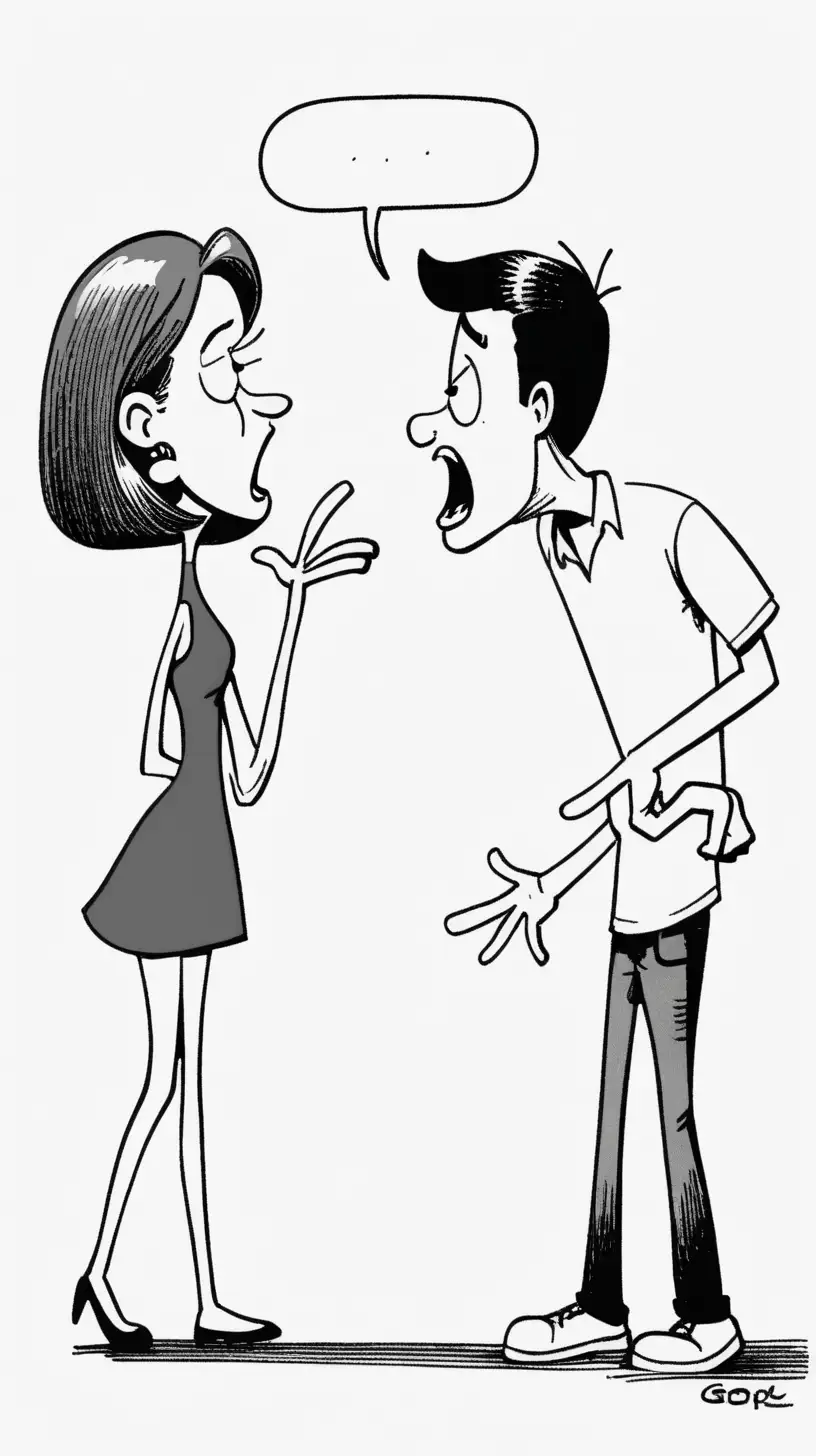 Cartoon Couple Argument Scene Girl Arguing with Boyfriend
