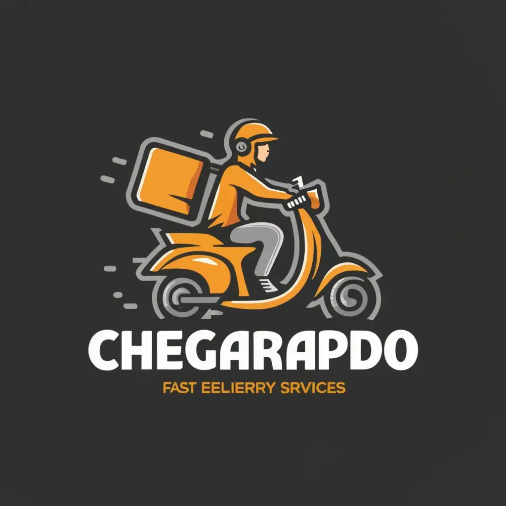 a logo design,with the text "CHEGARAPIDO", main symbol:deliveryman pack motorcycle,Moderate,clear background