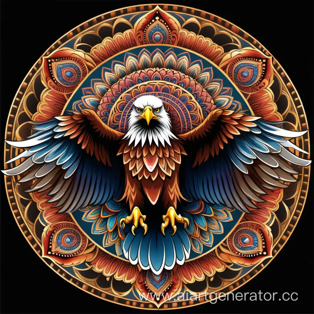 Majestic-Eagle-Coloring-Mandala-Detailed-Artwork-with-Vibrant-Colors