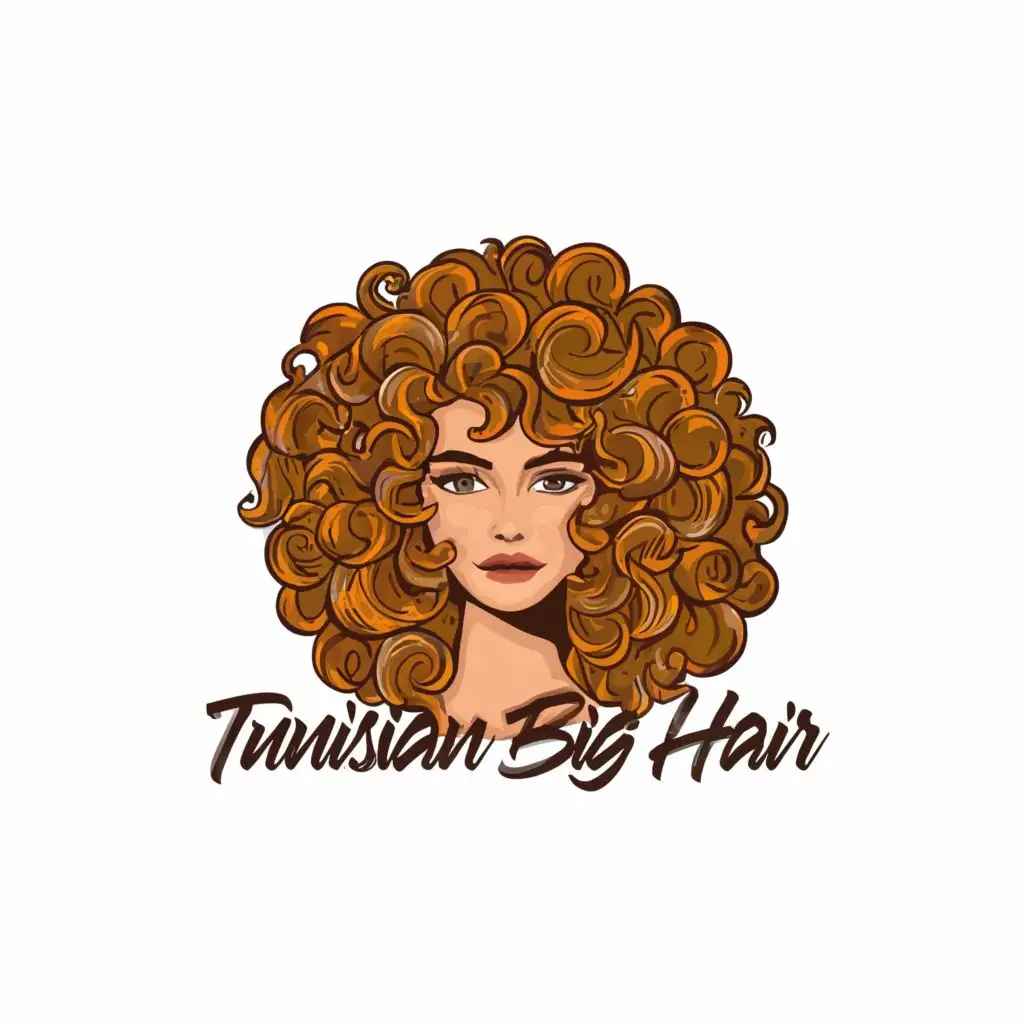 LOGO-Design-For-Tunisian-Big-Hair-Curly-Hair-Typography-Emblem