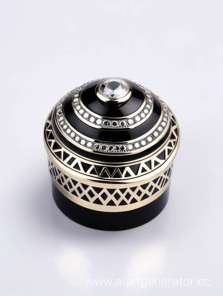 Luxurious-Zamac-Perfume-Decorative-Ornamental-Cap-with-Black-and-White-Diamond-Finish