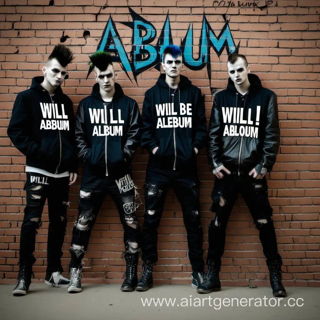 Edgy-Punk-Band-Poses-Against-GraffitiCovered-Brick-Wall-with-Russian-Album-Tease