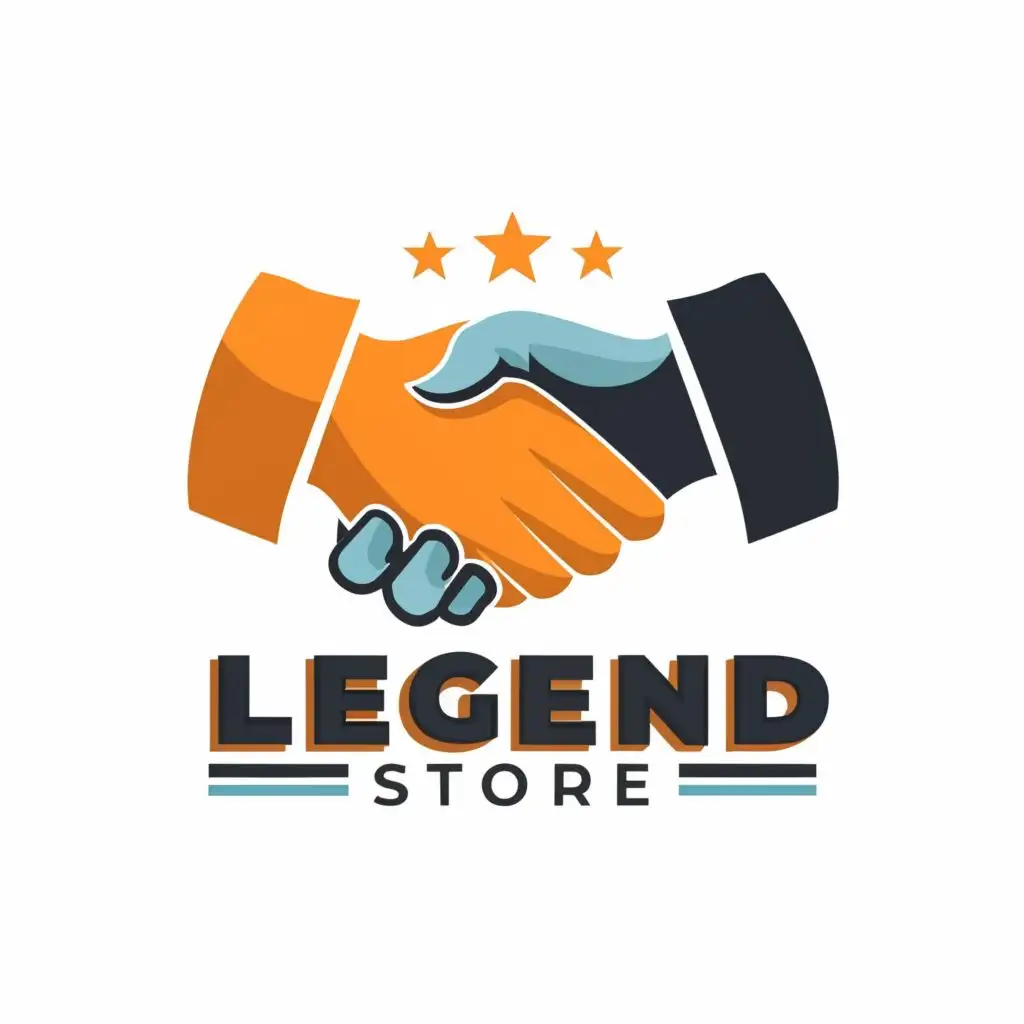 logo, handshake, with the text "LEGEND STORE", typography, be used in Entertainment industry
