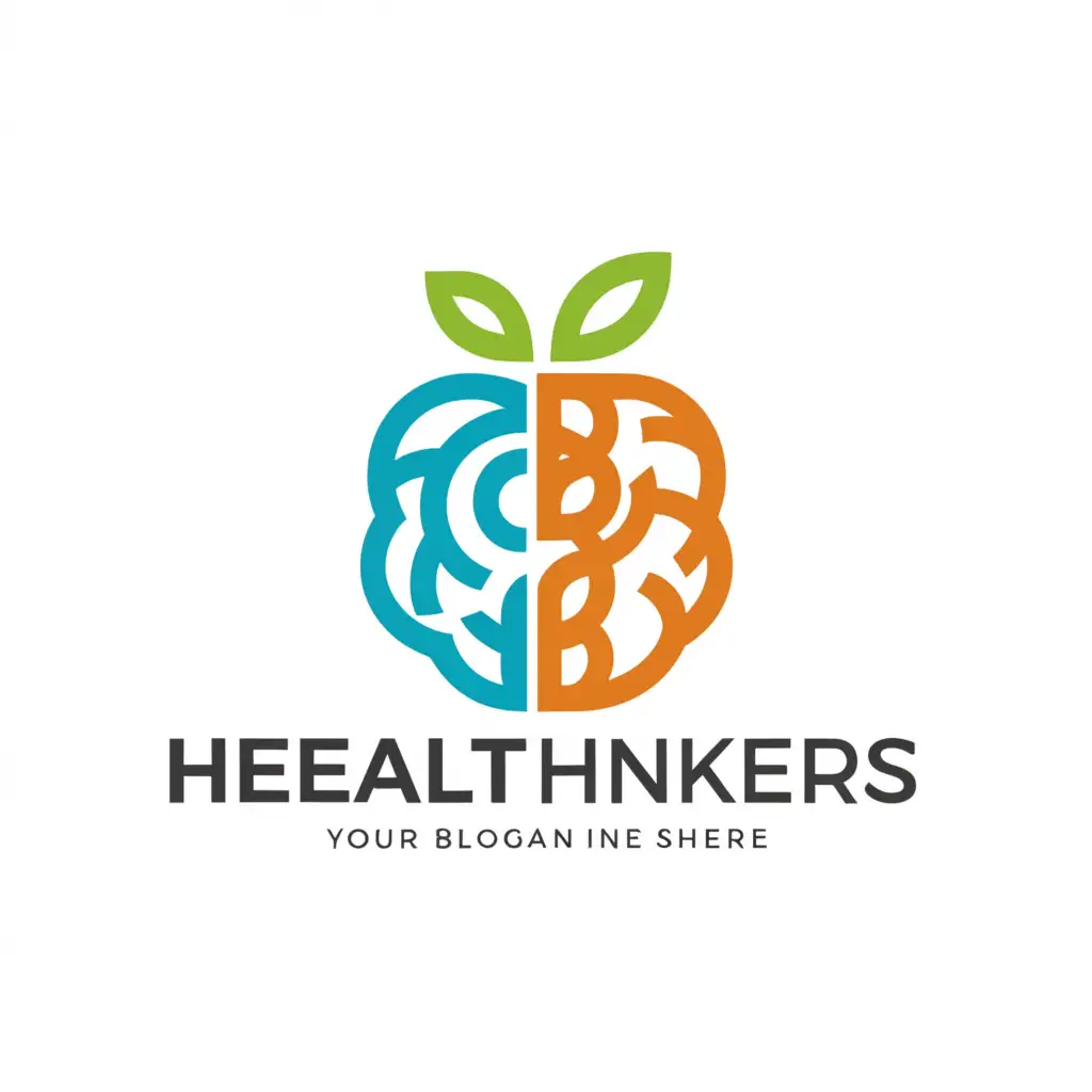 a logo design,with the text "healthinkers", main symbol:apple, brain,Moderate,be used in Sports Fitness industry,clear background