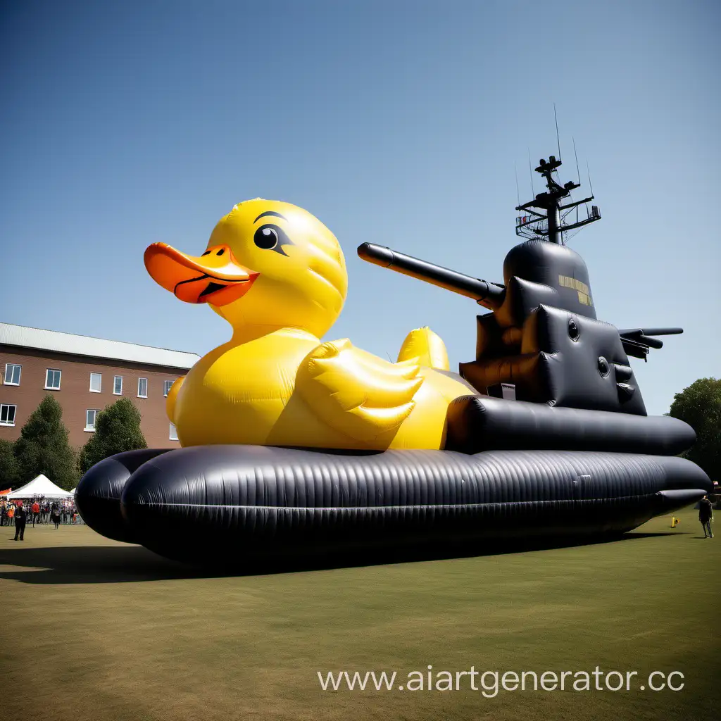 Giant-Inflatable-Duck-Warship-with-Missile-Launchers-and-AntiAircraft-Guns