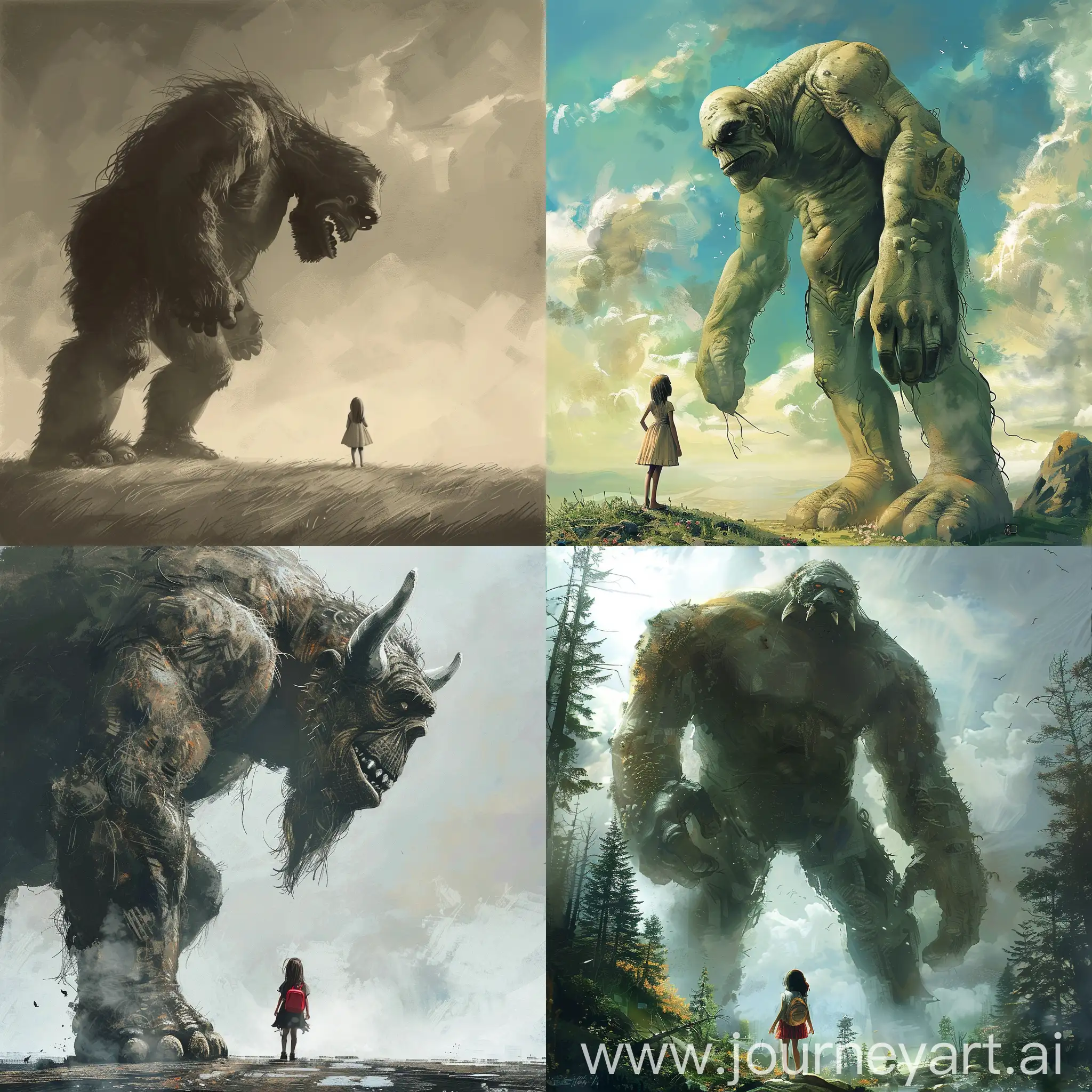 Giant-Defending-Girl-from-Bullies-in-Fantasy-Landscape