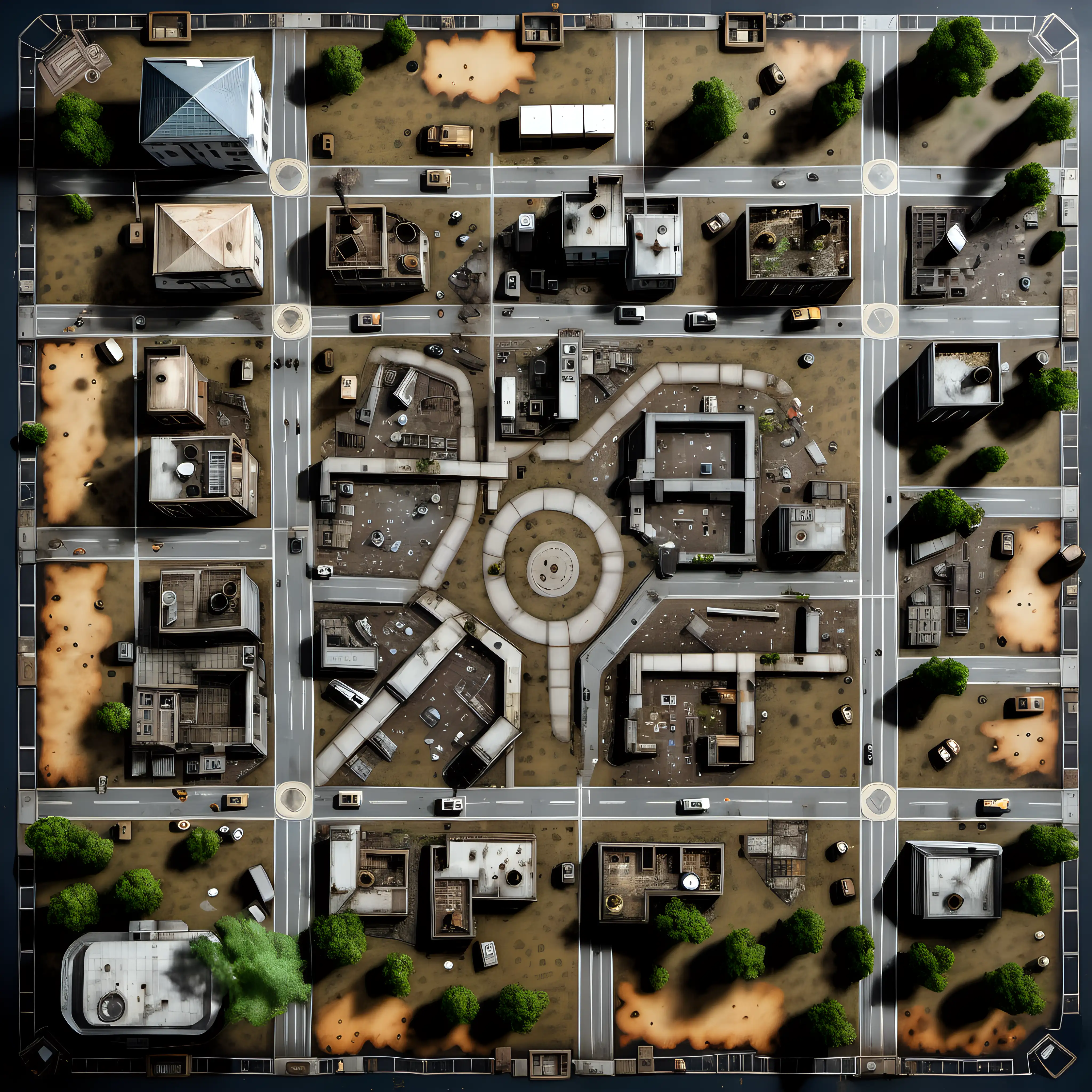 Desolate PostApocalyptic Town Board Game Urban Decay and Nature Reclamation