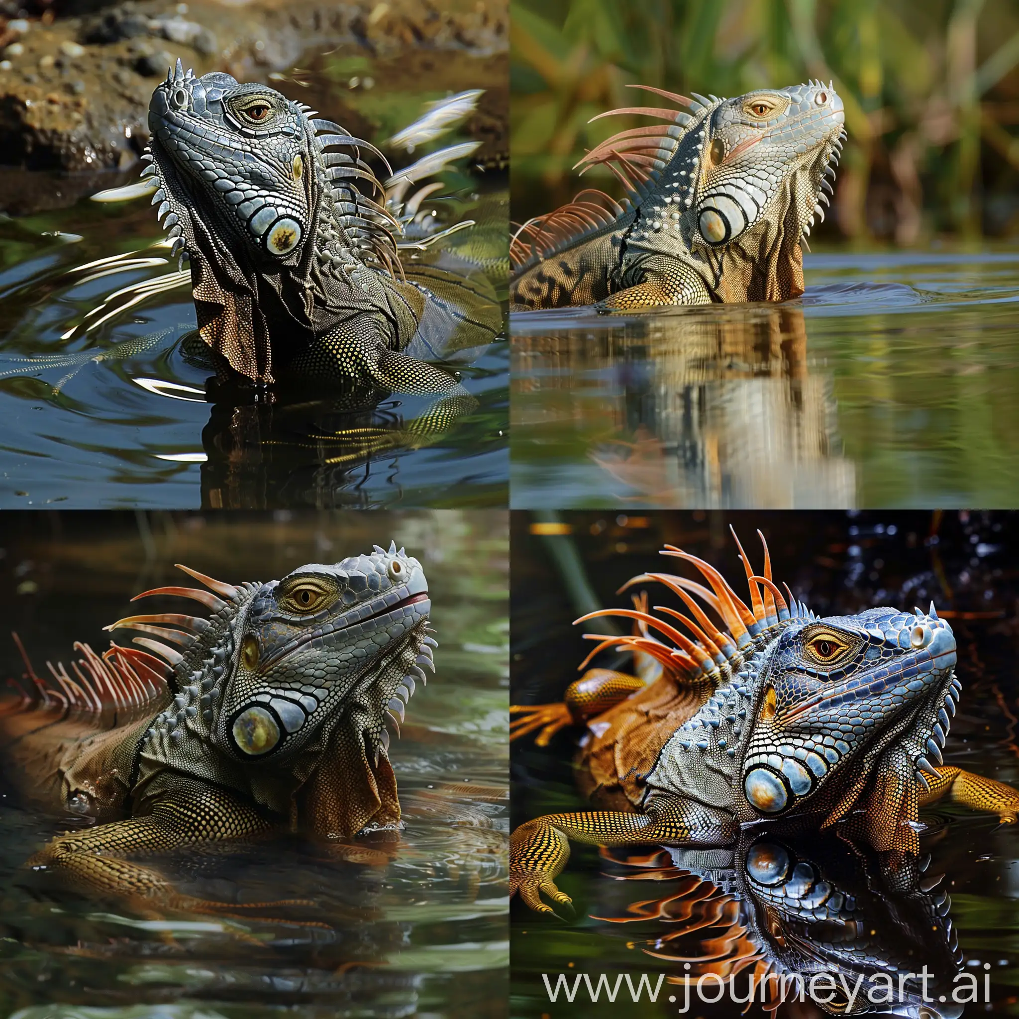 Iguana en el agua