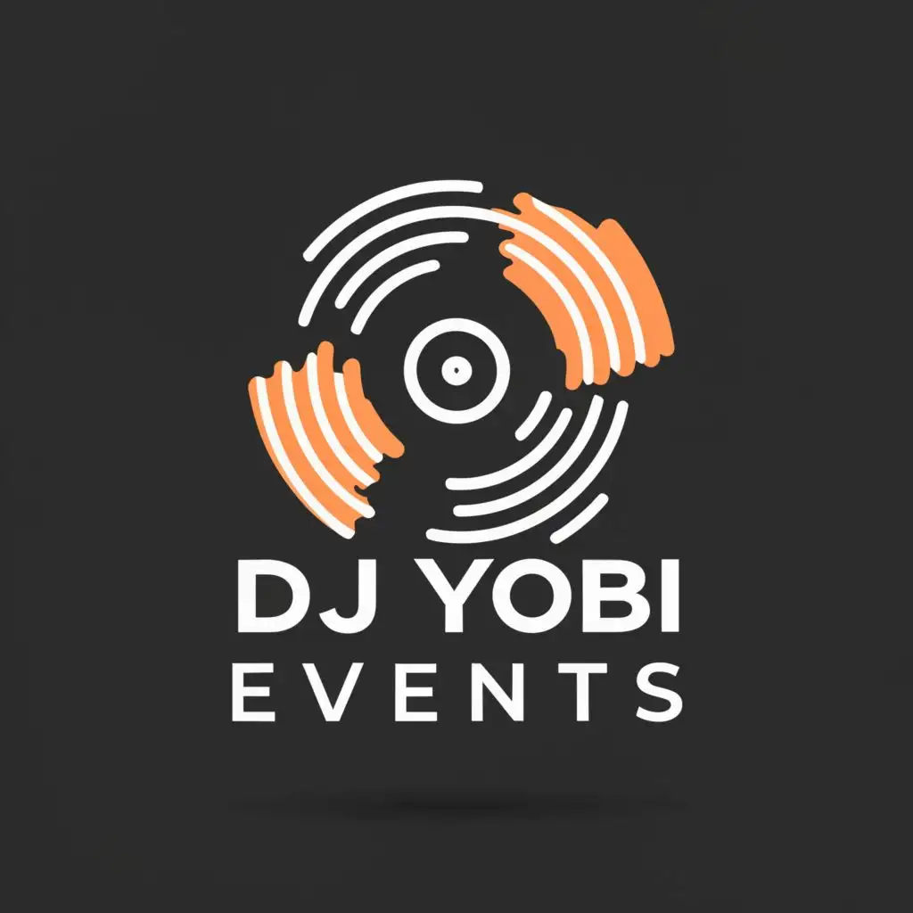 a logo design,with the text "DJ YOBI EVENTS", main symbol:Vinyll,Moderate,be used in Events industry,clear background