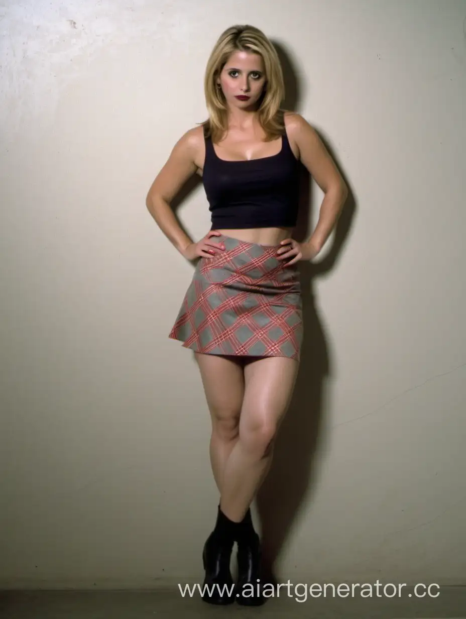 Fashionable-Pose-Buffy-Flaunts-Stylish-Mini-Skirt-and-Long-Thick-Thighs