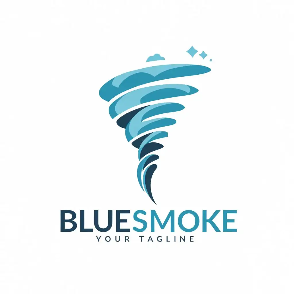 a logo design,with the text "Blue Smoke", main symbol:tornado,Minimalistic,be used in Entertainment industry,clear background