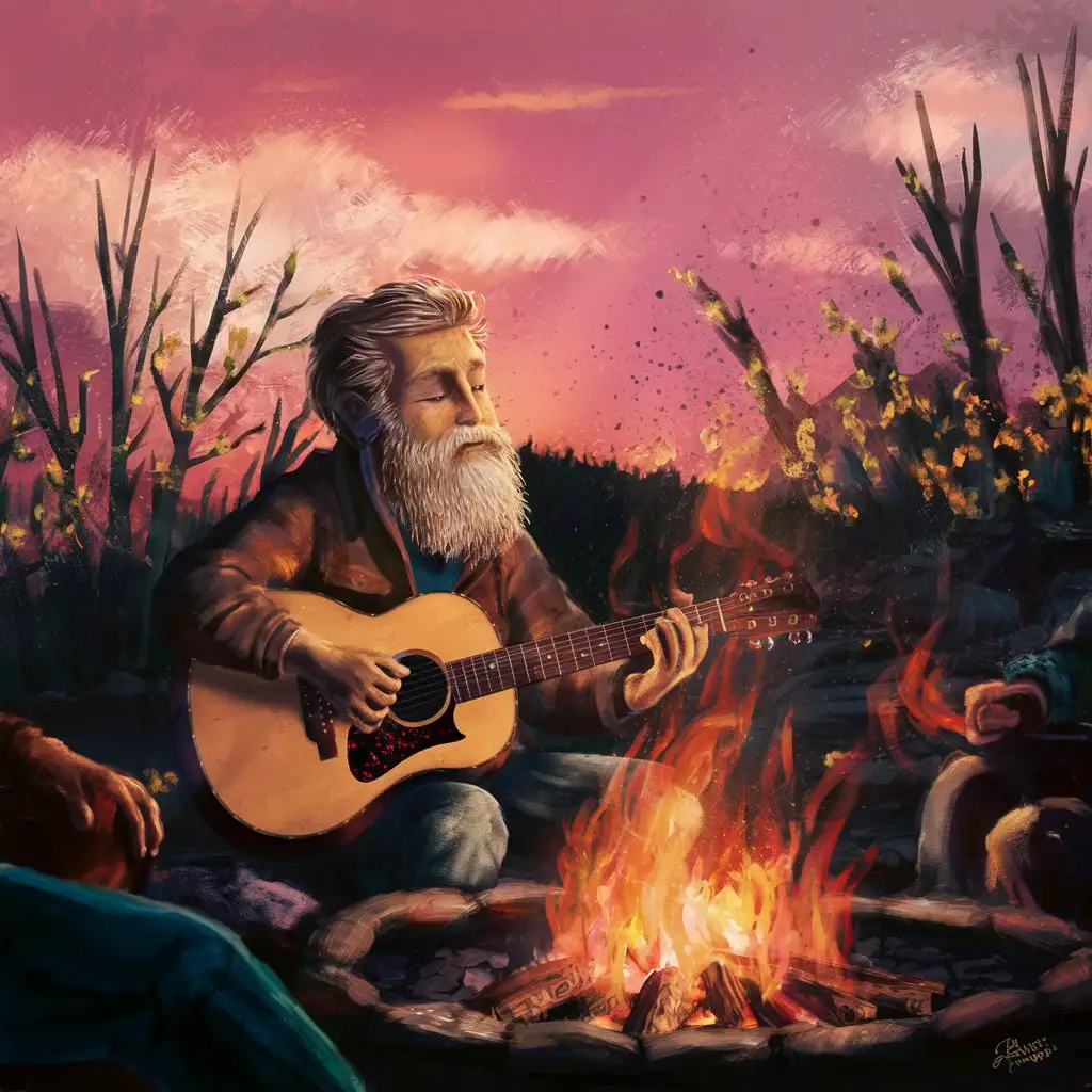 Spring-Bonfire-Serenade-Bearded-Man-Playing-Guitar